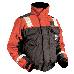 Mustang Classic Flotation Bomber Jacket w/Reflective Tape - Orange/Black - XXL