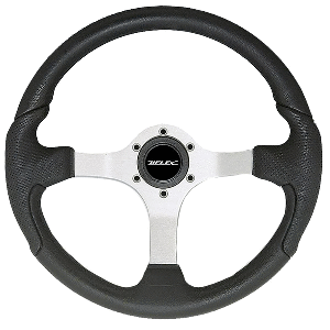 Uflex Nisida Steering Wheel 13.8&quot; - Black Polyurethane Grip w/Black Aluminum Spokes CD-94134