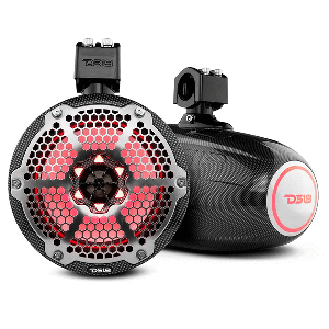 DS18 X Series HYDRO 8&quot; Wakeboard Pod Tower Speaker w/RGB LED Light - 425W - Black Carbon Fiber CD-98248