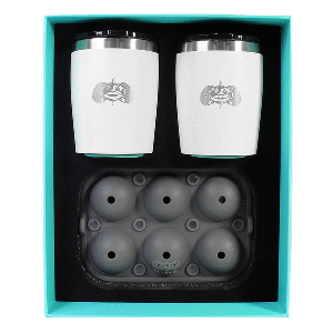 Toadfish-Non-Tipping-10oz-White-Rocks-Tumblers-w-Ice-Ball-Tray---2-Tumblers---1119 1119