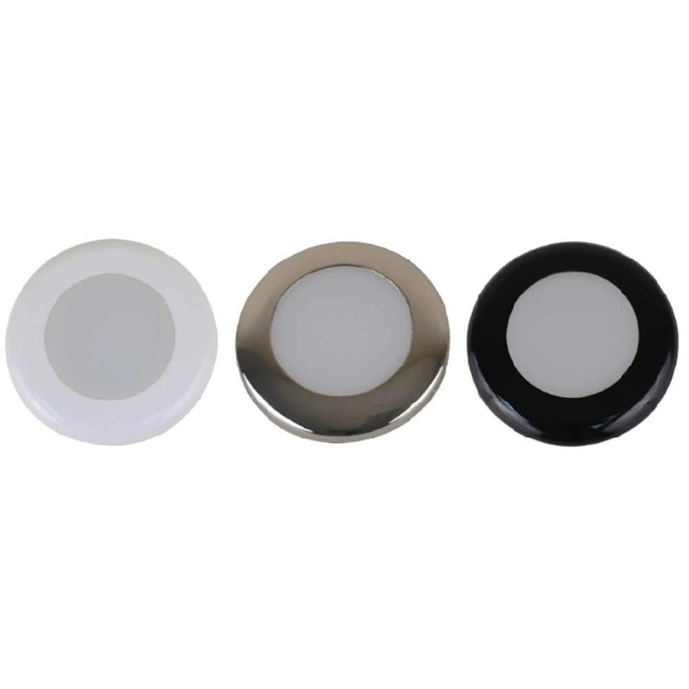 image for Scandvik A3C Downlight Kit – Warm White w/SS, White, & Black Trim Rings