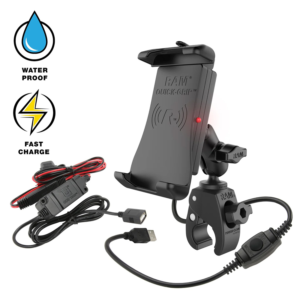 image for RAM Mount Quick-Grip™ 15W Waterproof Wireless Charging Mount w/Tough-Claw™