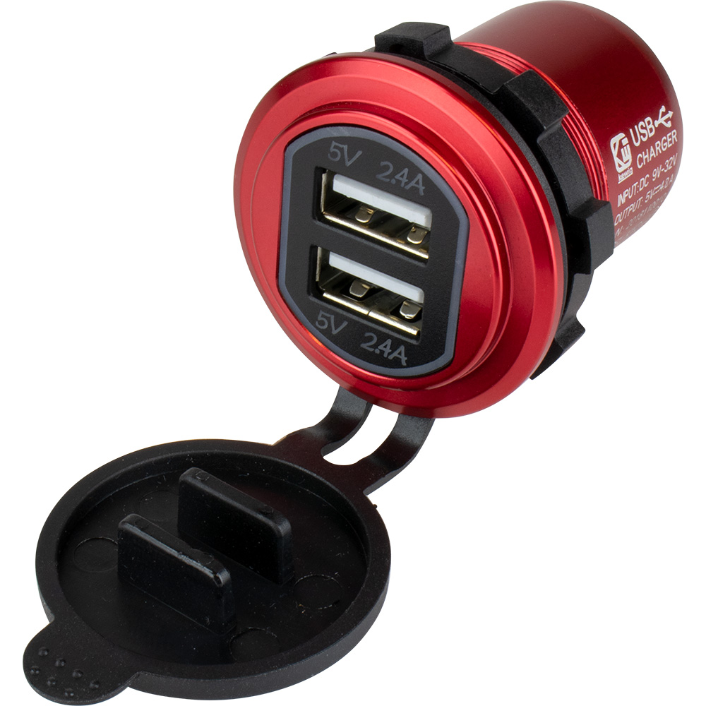 image for Sea-Dog Round Red Dual USB Charger w/1 Quick Charge Port +