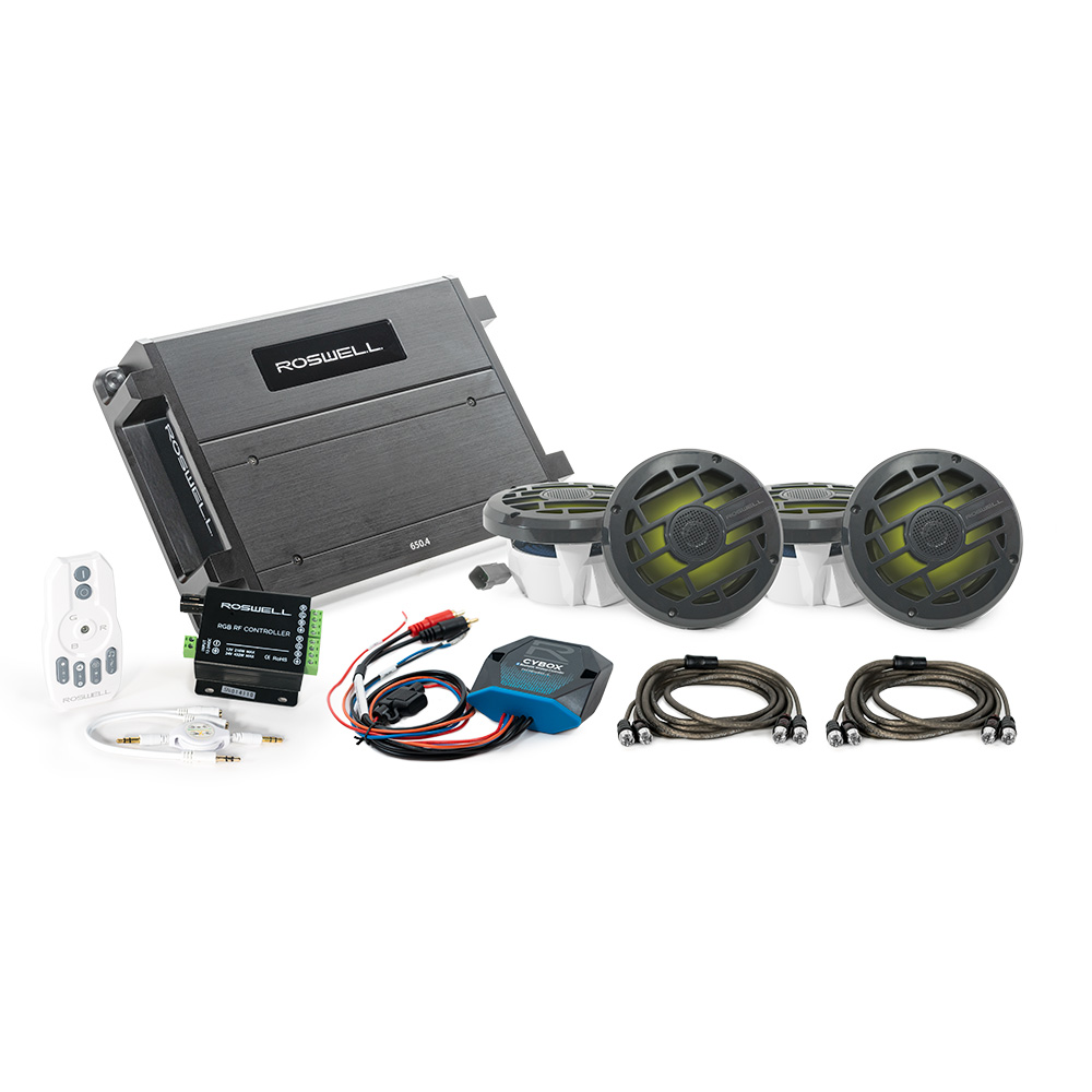 image for Roswell R 6.5″ Marine Audio Package w/RGB Remote & Controller – Anthracite Grill