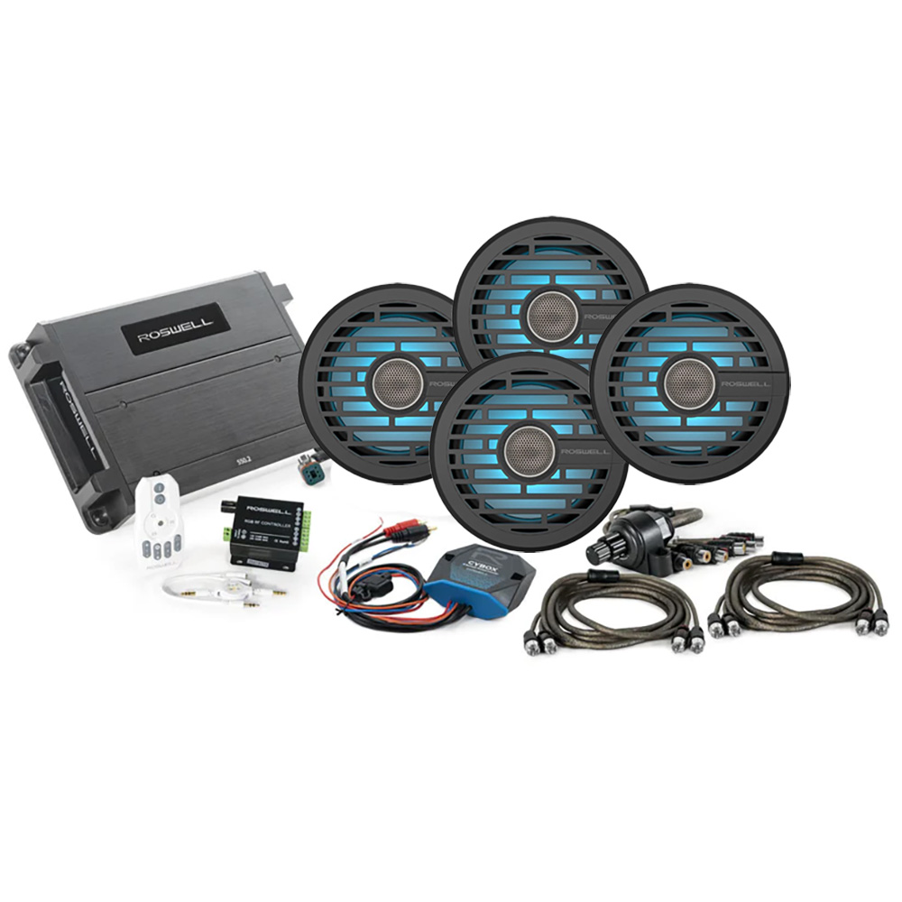 image for Roswell R1 6.5″ Marine Audio Package w/RGB Remote & Controller – Black