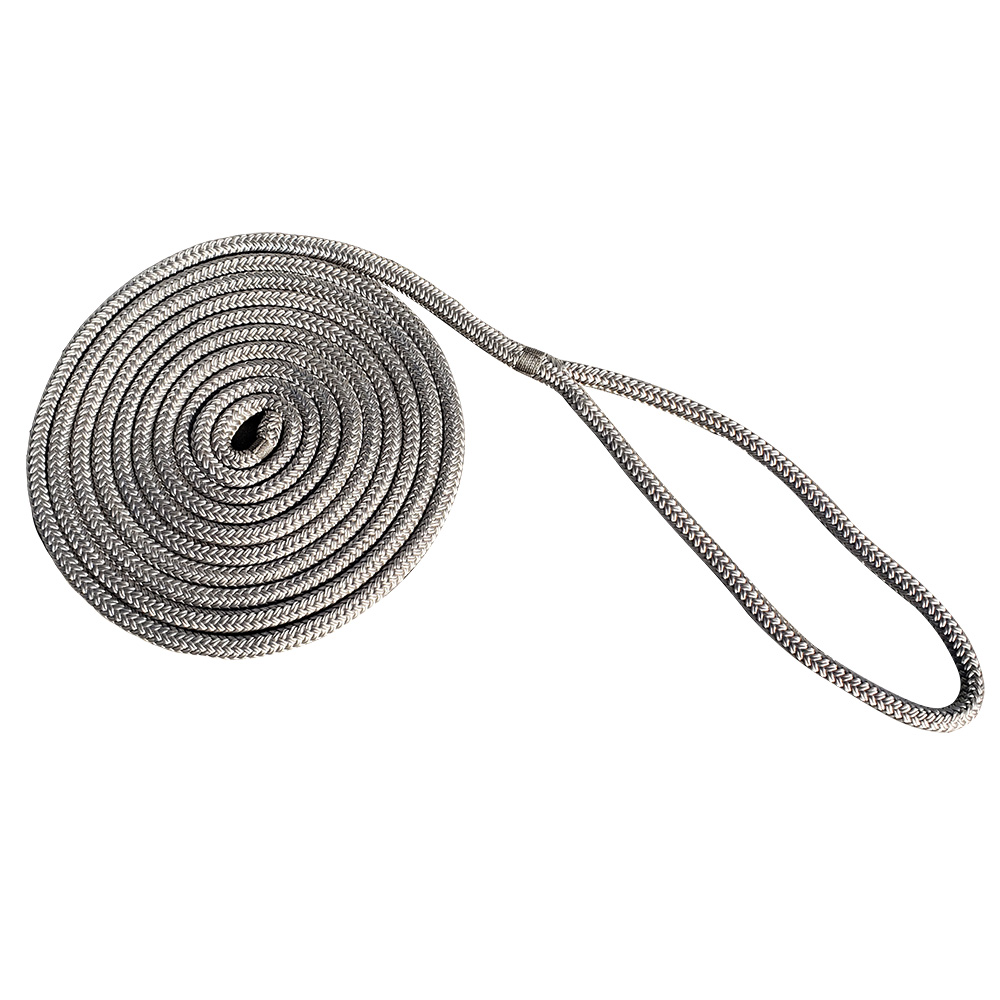 image for New England Rope 3/8″ x 15' Nylon Double Braid Dock Line – Grey