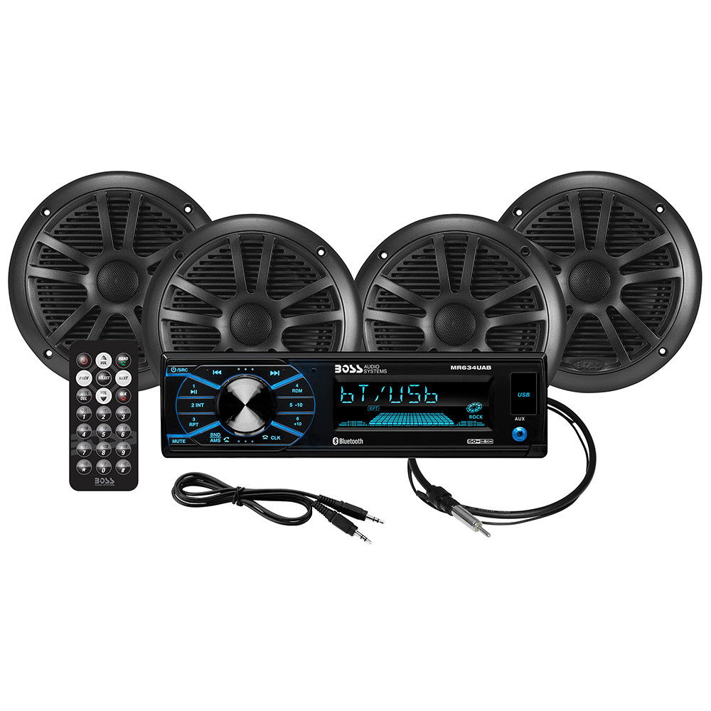 image for Boss Audio MCBK634B.64 Kit w/MR634UAB, 4 MR6B Speakers, & MRANT10 Antenna