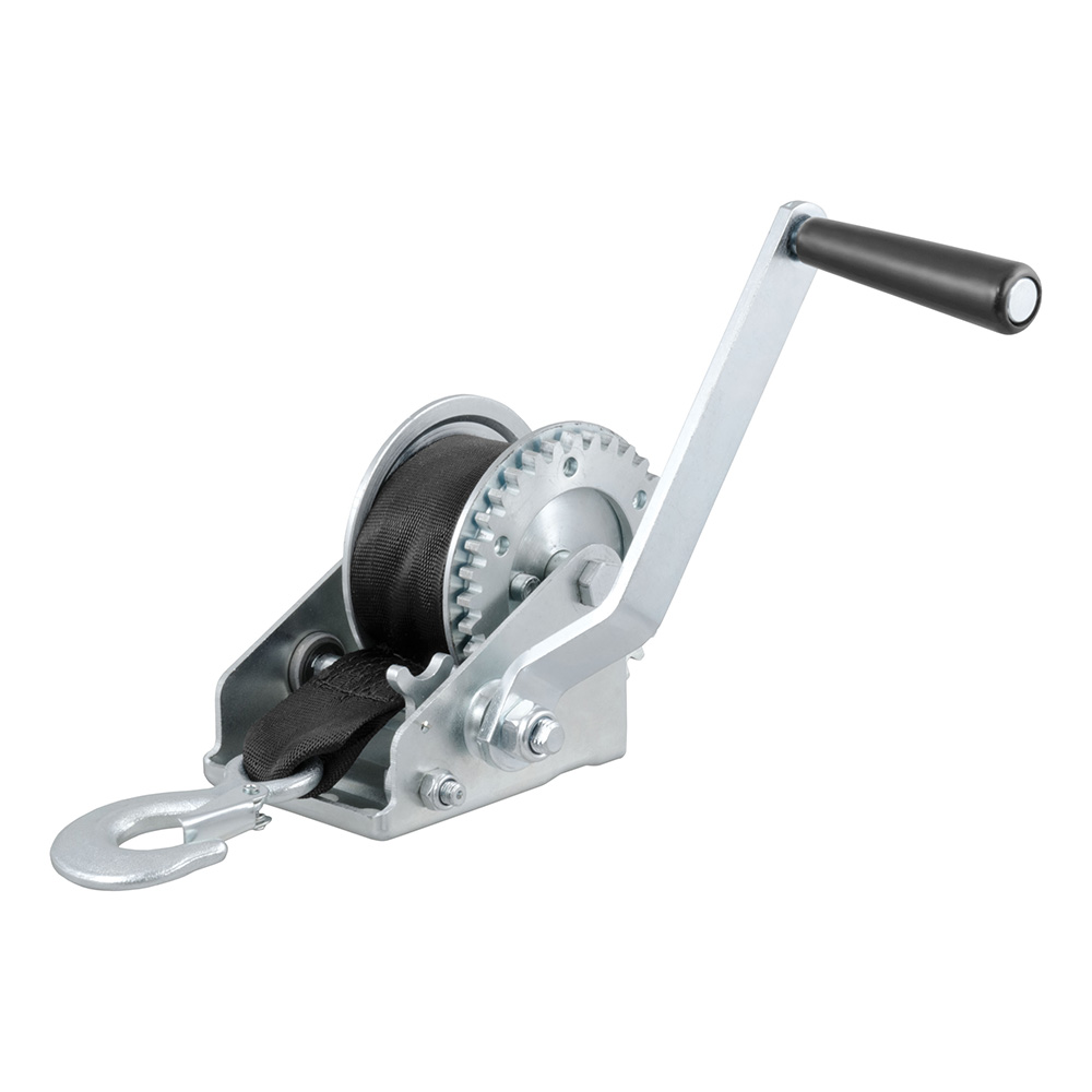 image for CURT Hand Crank 900 lb. Winch w/15' Strap & 6-1/2″ Handle