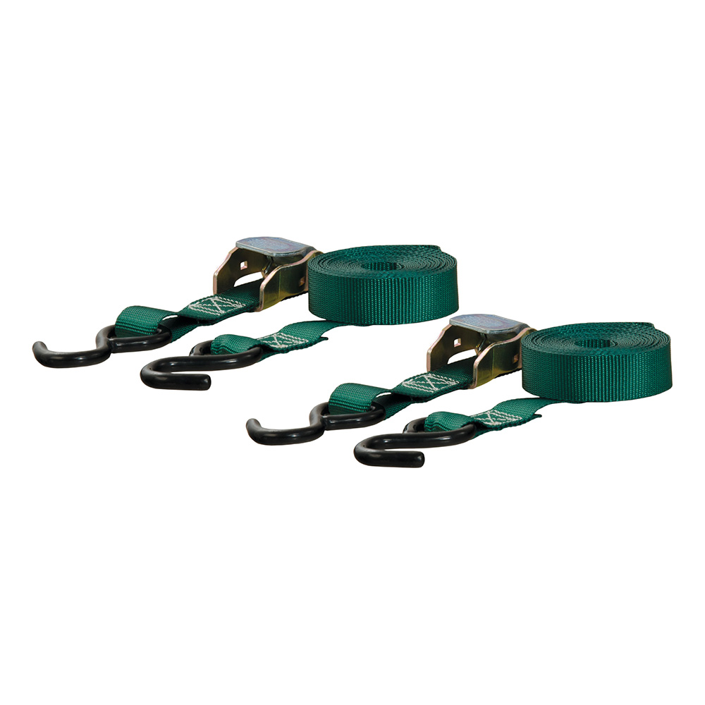 image for CURT 15' Dark Green Cargo Straps w/”S” Hooks – 300 lbs – 2 Pack