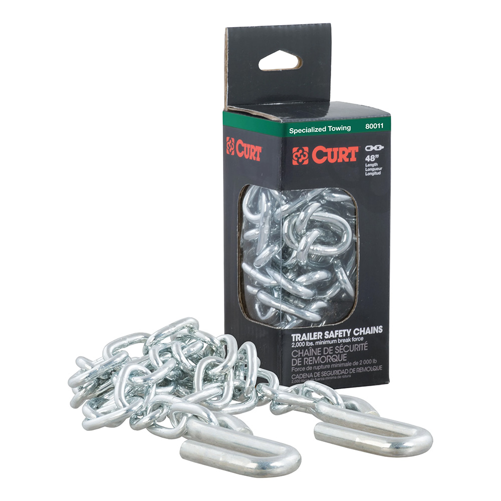 image for CURT 48″ Safety Chain w/2 “S” Hooks – 2,000 lbs – Clear Zinc