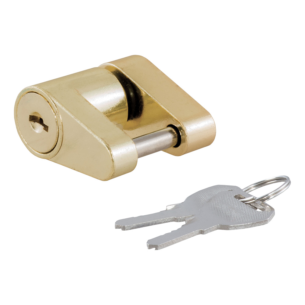 image for CURT Coupler Lock – 1/4″ Pin – 3/4″ Latch Span – Padlock – Brass-Plated