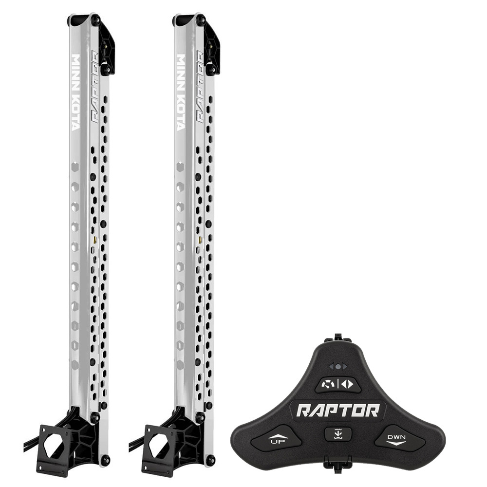image for Minn Kota Raptor Bundle Pair – 10′ Silver Shallow Water Anchors w/Active Anchoring & Footswitch Included