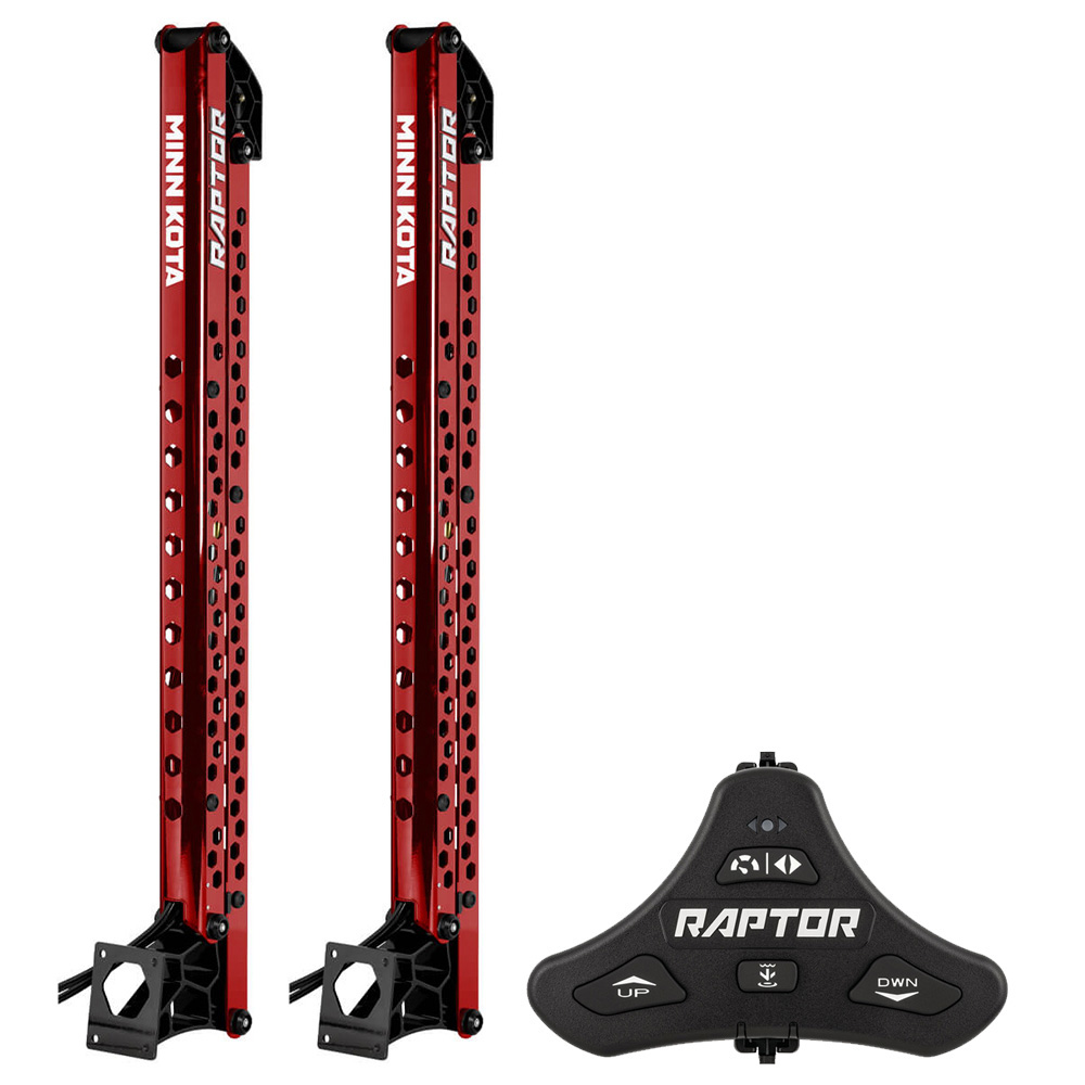 image for Minn Kota Raptor Bundle Pair – 10′ Red Shallow Water Anchors w/Active Anchoring & Footswitch Included