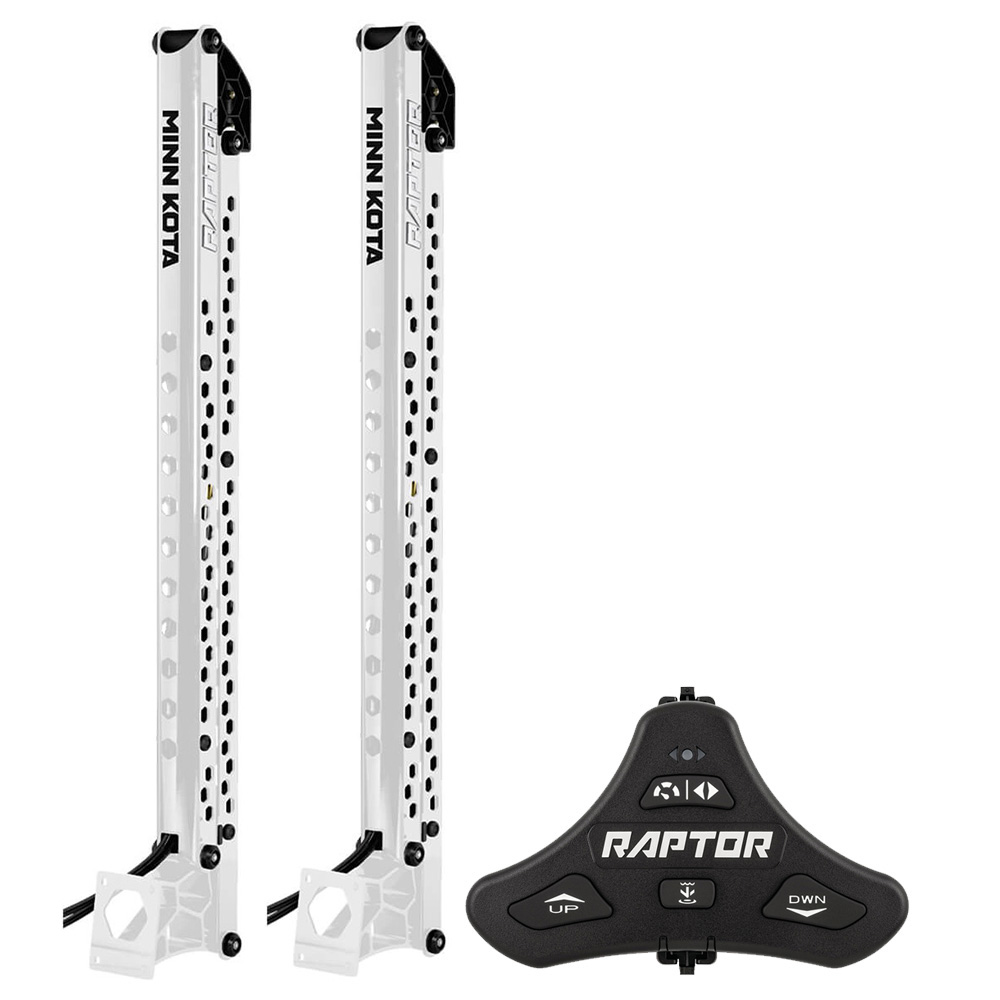 image for Minn Kota Raptor Bundle Pair – 10′ White Shallow Water Anchors w/Active Anchoring & Footswitch Included