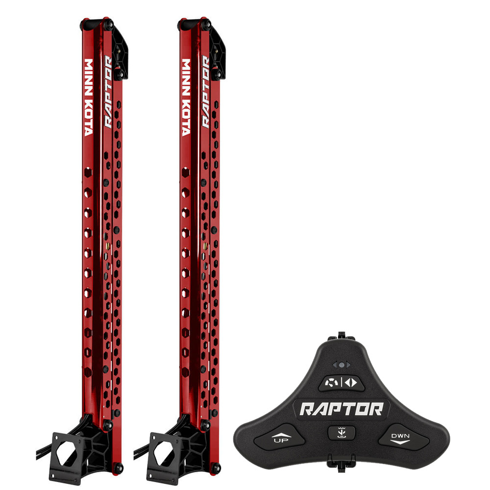 image for Minn Kota Raptor Bundle Pair – 8′ Red Shallow Water Anchors w/Active Anchoring & Footswitch Included