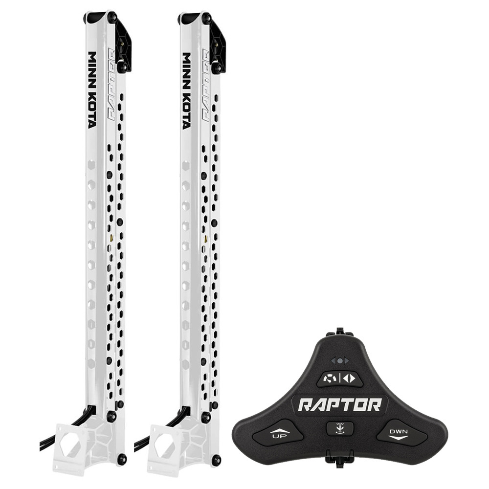 image for Minn Kota Raptor Bundle Pair – 8′ White Shallow Water Anchors w/Active Anchoring & Footswitch Included