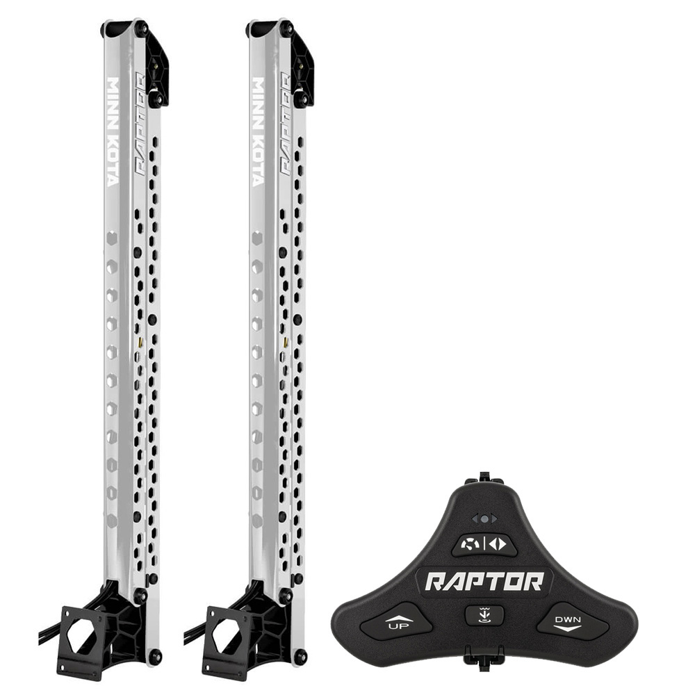image for Minn Kota Raptor Bundle Pair – 8′ Silver Shallow Water Anchors w/Footswitch