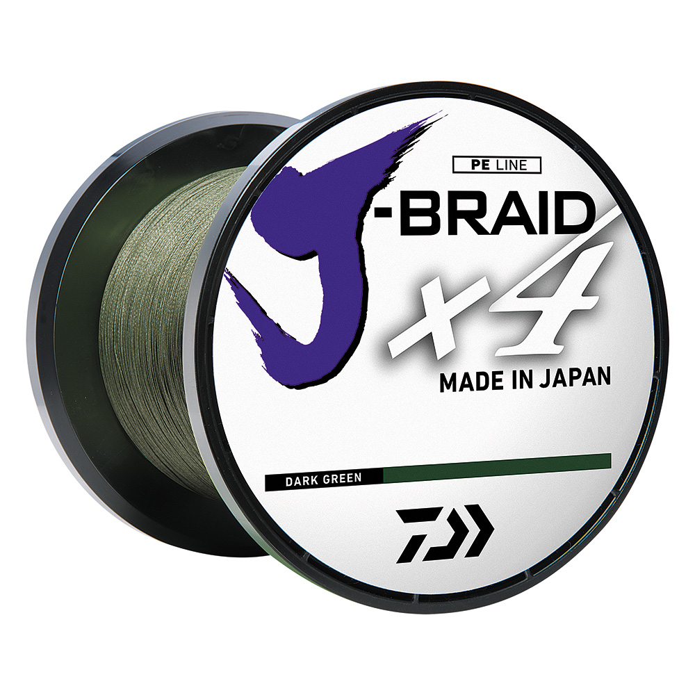 image for Daiwa J-BRAID x4 Braided Line – 10 lbs – 300 yds – Dark Green