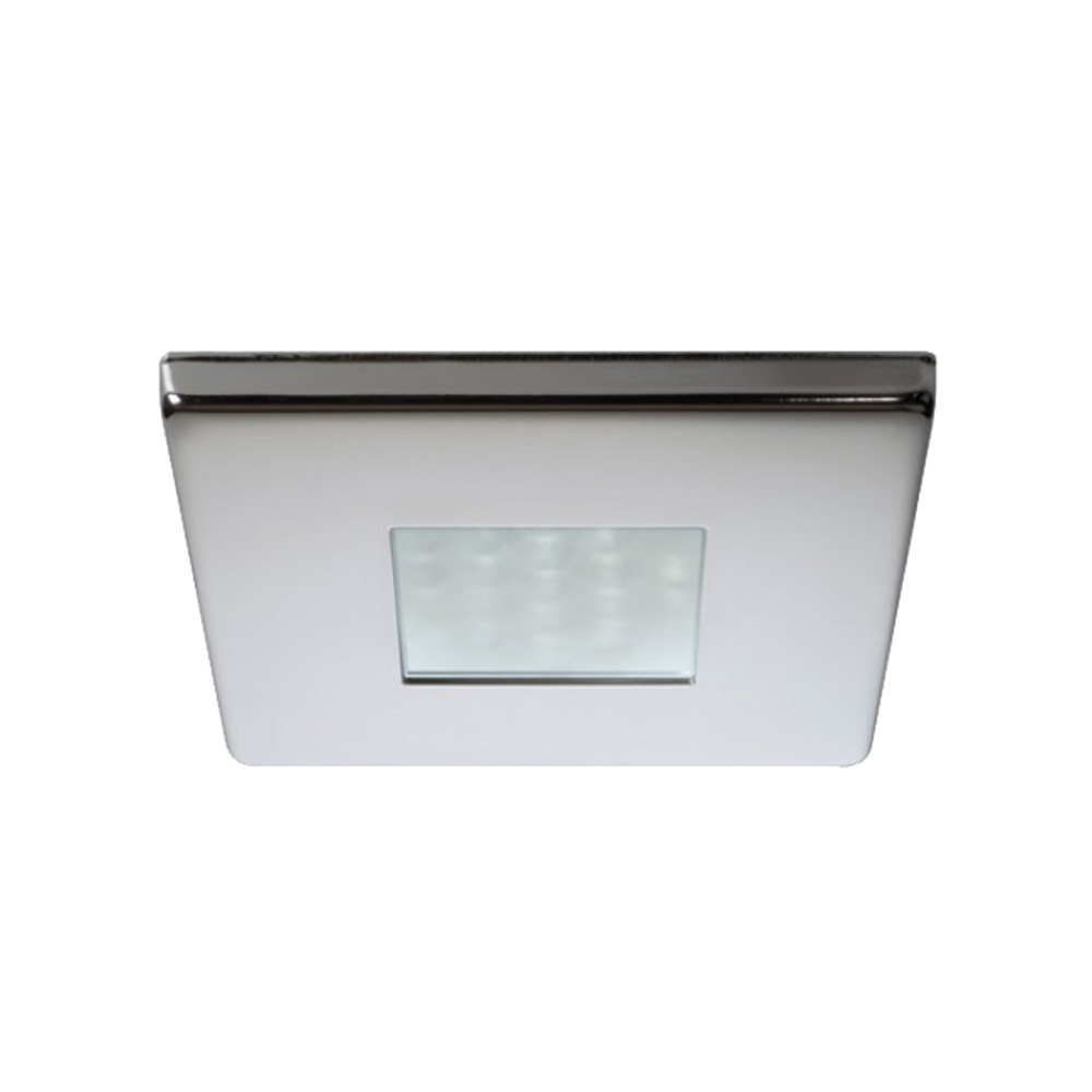 image for Quick Edwin C Downlight LED – 2W, IP66, Screw Mounted – Square Stainless Bezel, Square Warm White Light