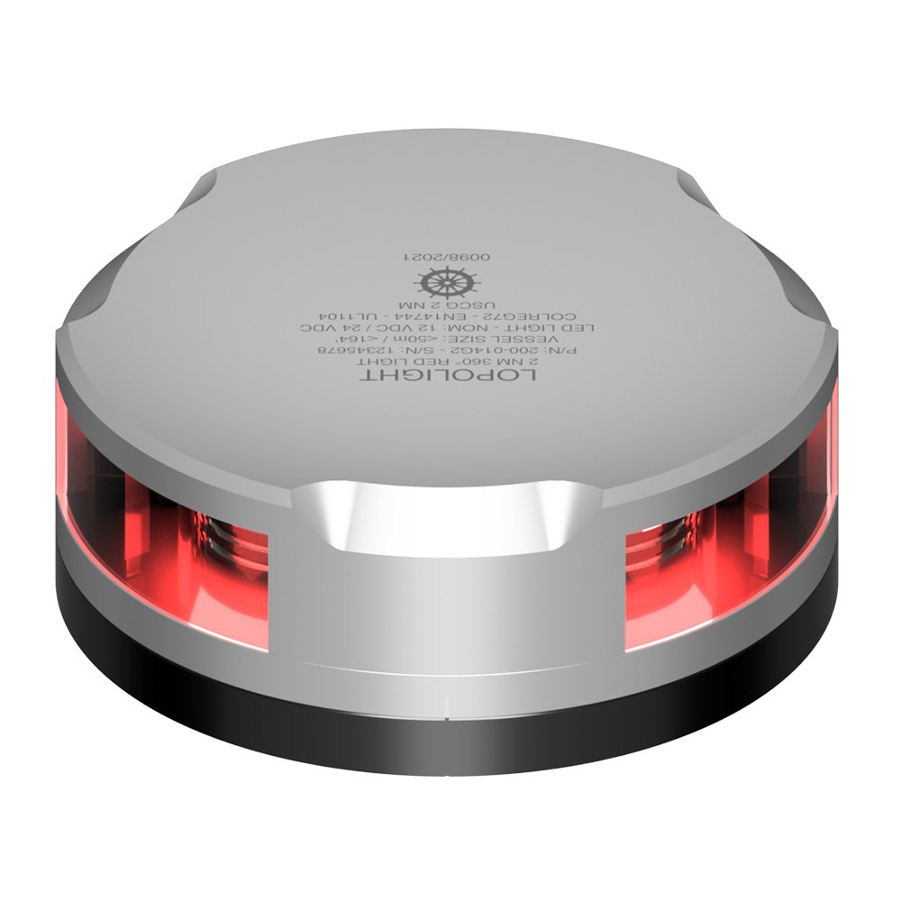 image for Lopolight 360-Degree Red Nav Light – 2NM – Silver Housing w/FB Base