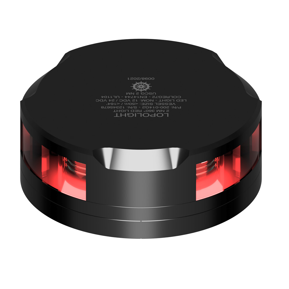 image for Lopolight 360-Degree Red Nav Light – 2NM – Black Housing w/FB Base