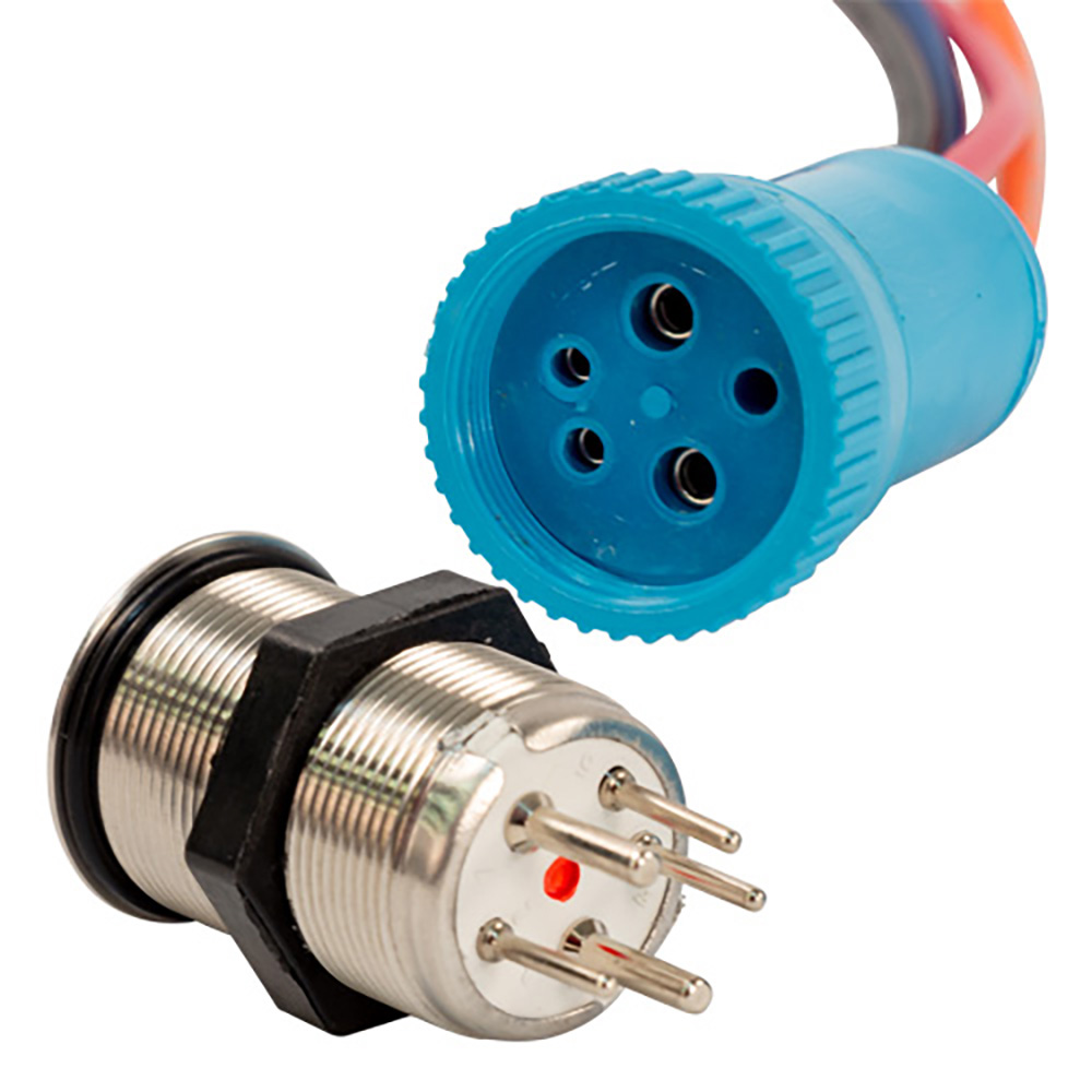 image for Bluewater 22mm Push Button Switch – Off/(On) Momentary Contact – Blue/Red LED – 4′ Lead