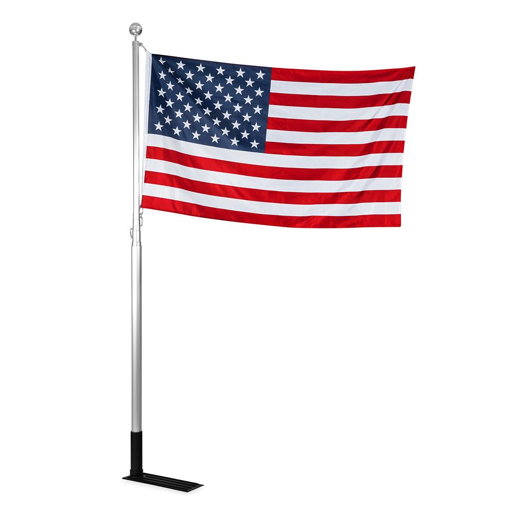 image for Camco 20′ Telescoping Camper/RV Flagpole w/Base Foot & U.S. Flag