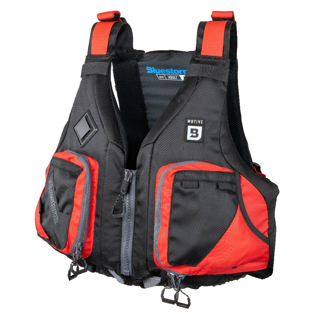 image for Bluestorm Motive Kayak Fishing Vest – Nitro Red – L/XL