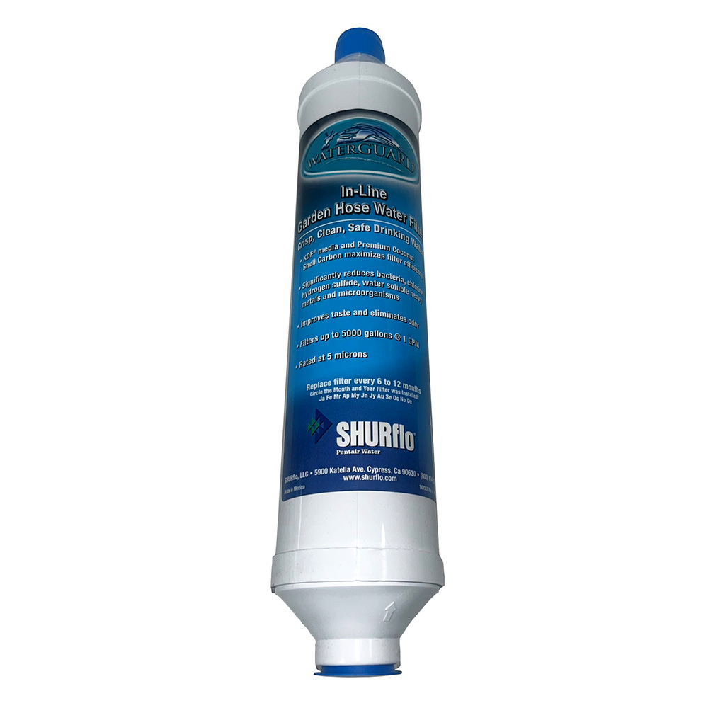 image for Shurflo by Pentair Quad-Stage Bacteriostatic KDF/Carbon In-Line City Water Entry Filter w/Garden Hose Ends