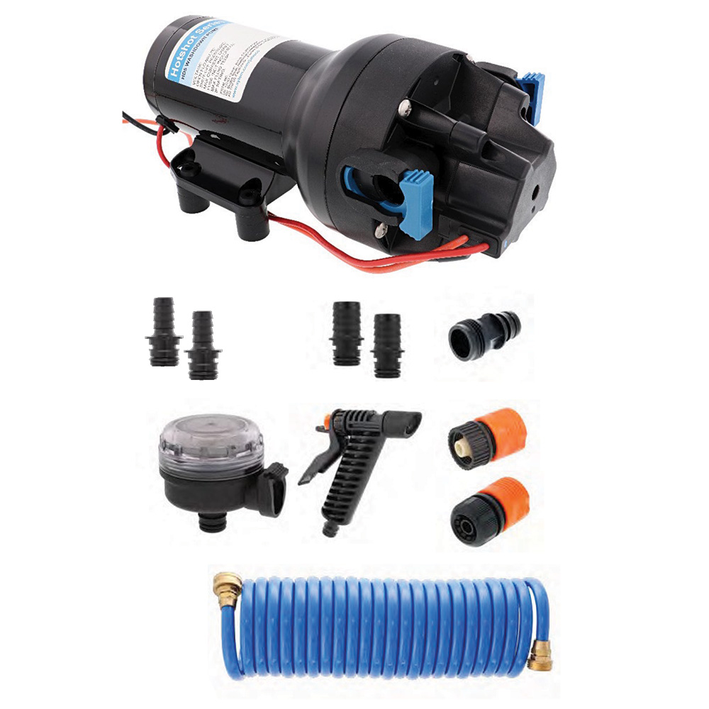 image for Jabsco HotShot HD5 Heavy Duty Washdown Pump Kit w/25′ HoseCoil – 12V – 5GPM – 70PSI