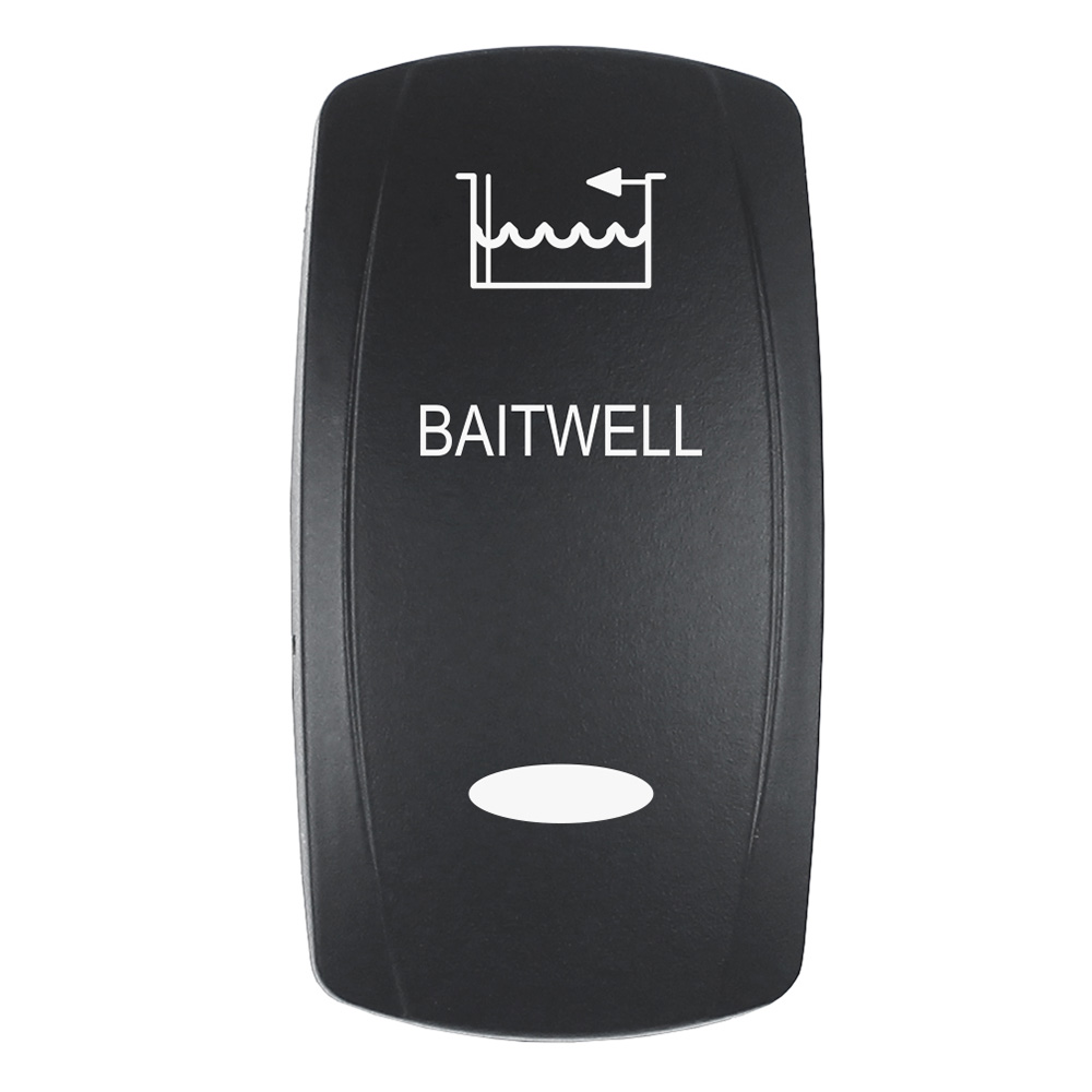 image for Pacer Actuator – ‘BAITWELL’ f/V Series Contura Switches – Black – Laser Etched (Top/Bottom Light)