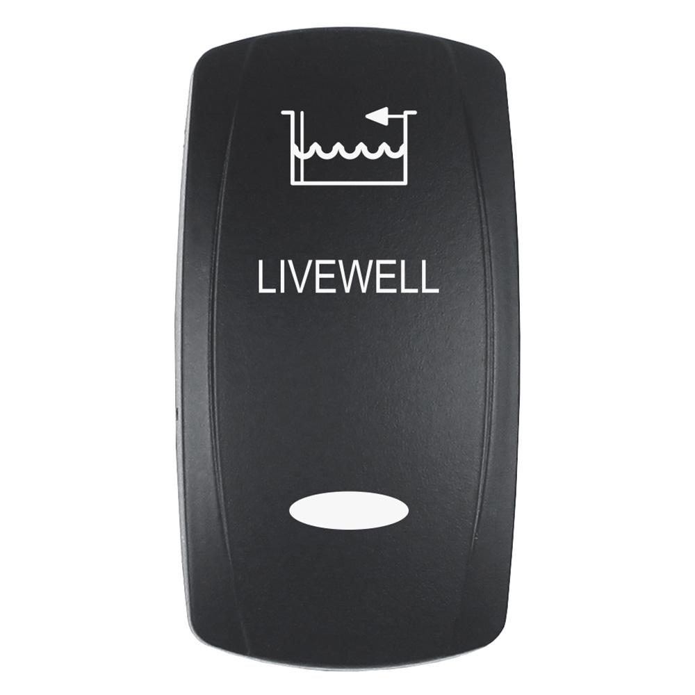 image for Pacer Actuator – ‘LIVEWELL’ f/V Series Contura Switches – Black – Laser Etched (Top/Bottom Light)