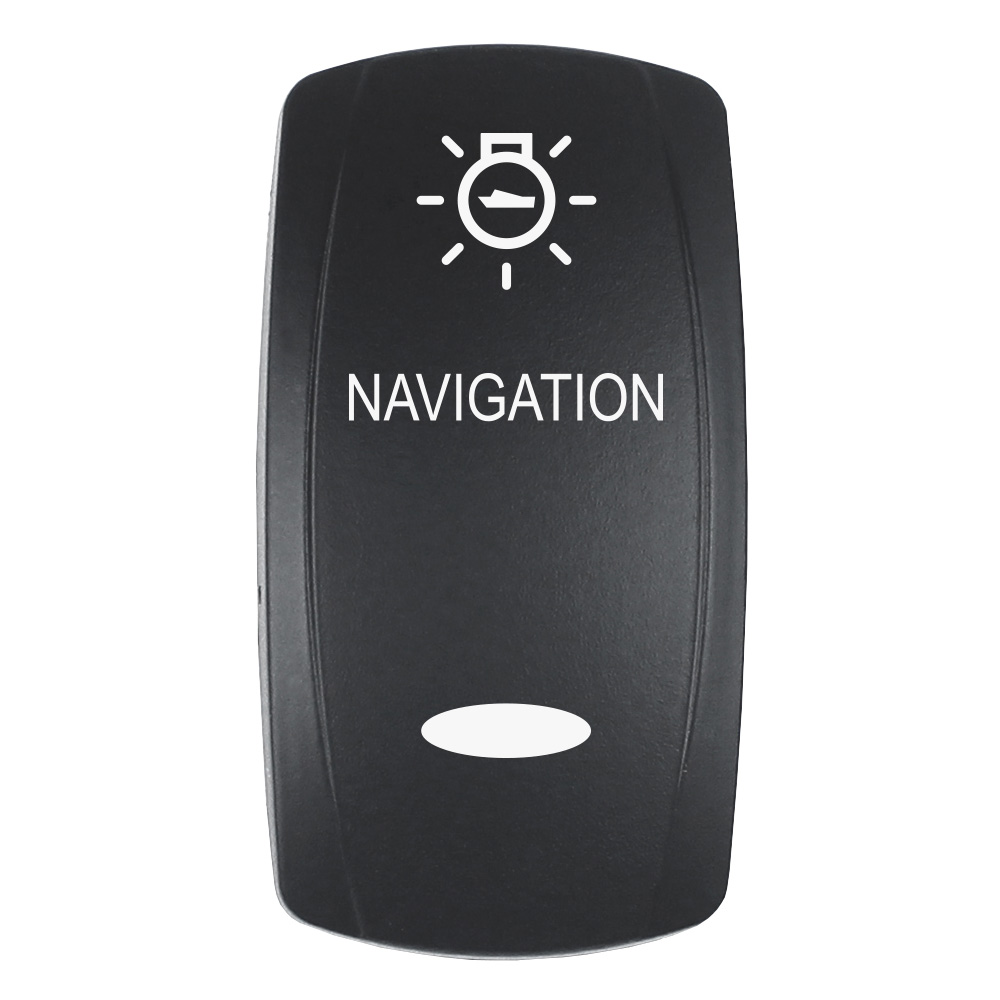 image for Pacer Actuator – ‘NAVIGATION’ f/V Series Contura Switches – Black – Laser Etched (Top/Bottom Light)