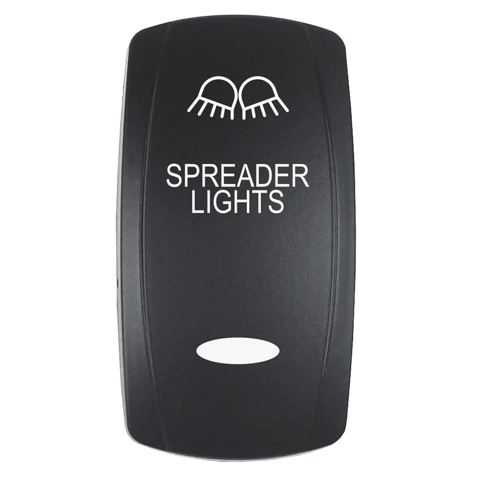 image for Pacer Actuator – ‘SPREADER LIGHTS’ f/V Series Contura Switches – Black – Laser Etched (Top/Bottom Light)