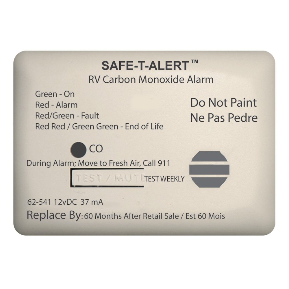 image for Safe-T-Alert 62 Series Carbon Monoxide Alarm – 12V – RV Surface Mount – White