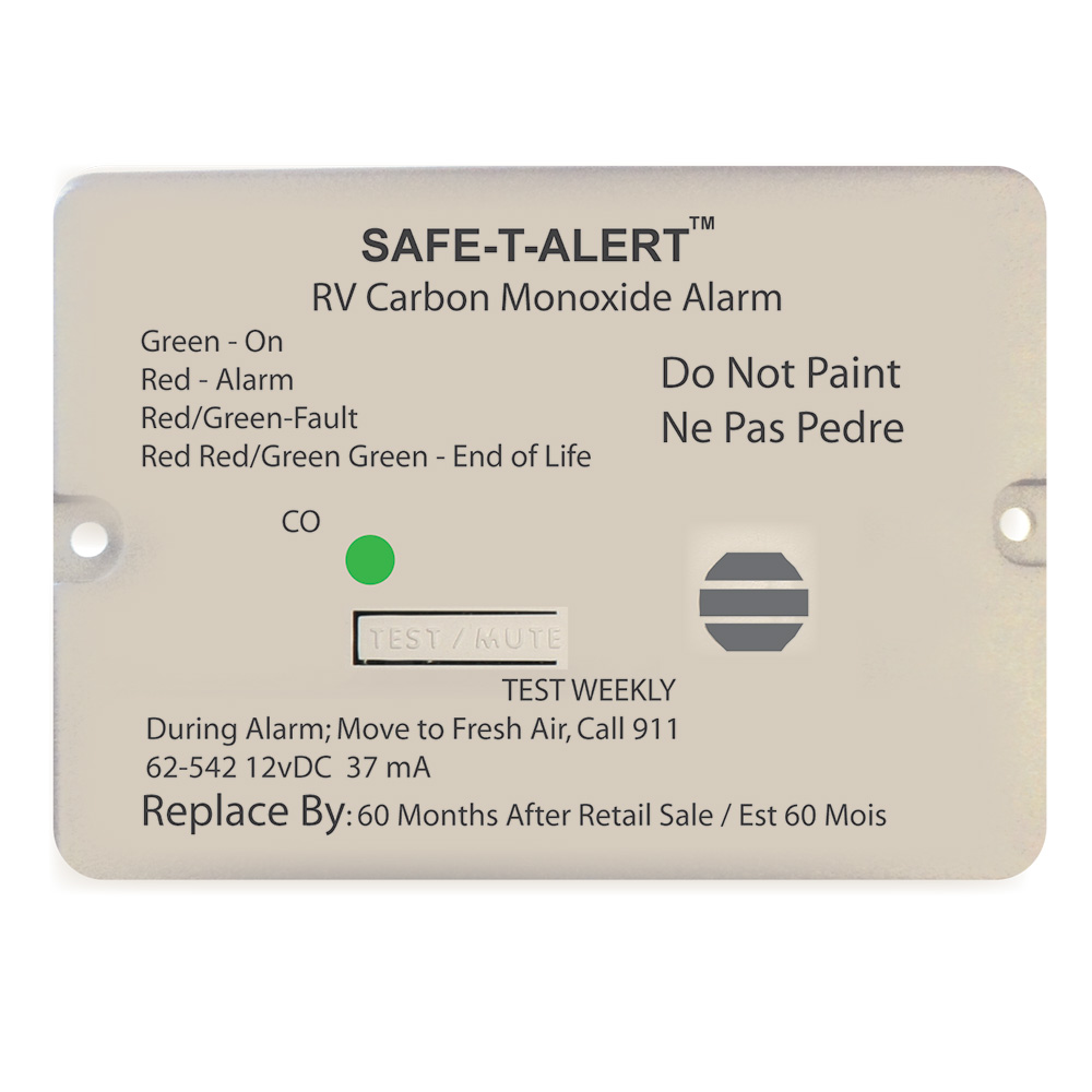 image for Safe-T-Alert 62 Series Carbon Monoxide Alarm – 12V – RV Flush Mount – White