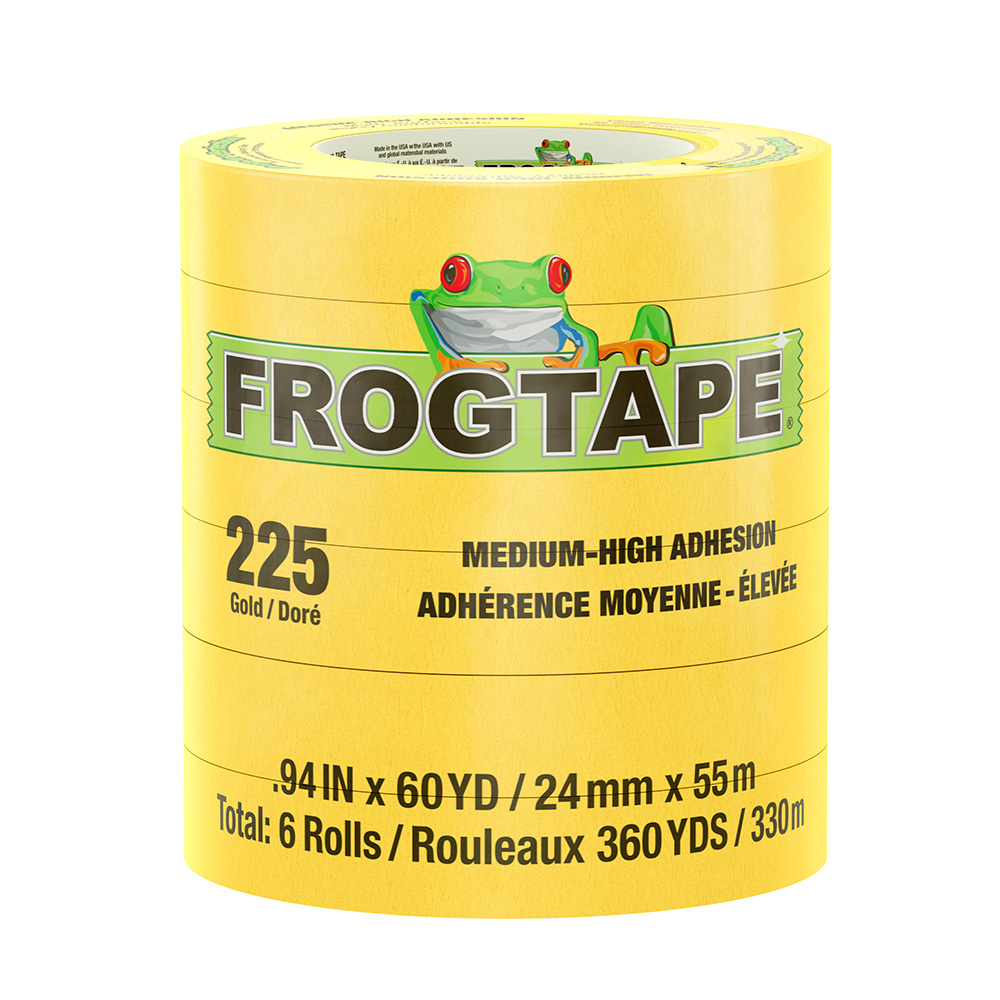 image for FrogTape CP 225 Medium-High Adhesion Masking Tape – 24MM x 55M x 6-Pack – Gold – Rated for 225°F