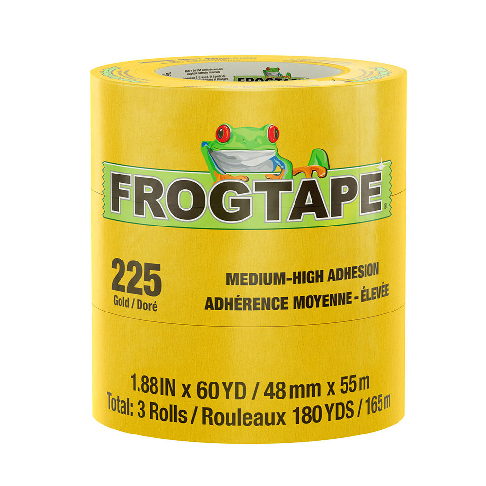 image for FrogTape CP 225 Medium-High Adhesion Masking Tape – 48MM x 55M x 3-Pack – Gold – Rated for 225°F