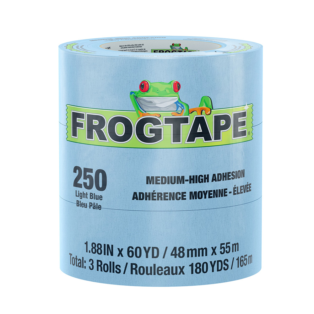 image for FrogTape CP 250 Medium-High Adhesion Masking Tape – 48MM x 55M x 3-Pack – Light Blue – Rated for 250°F