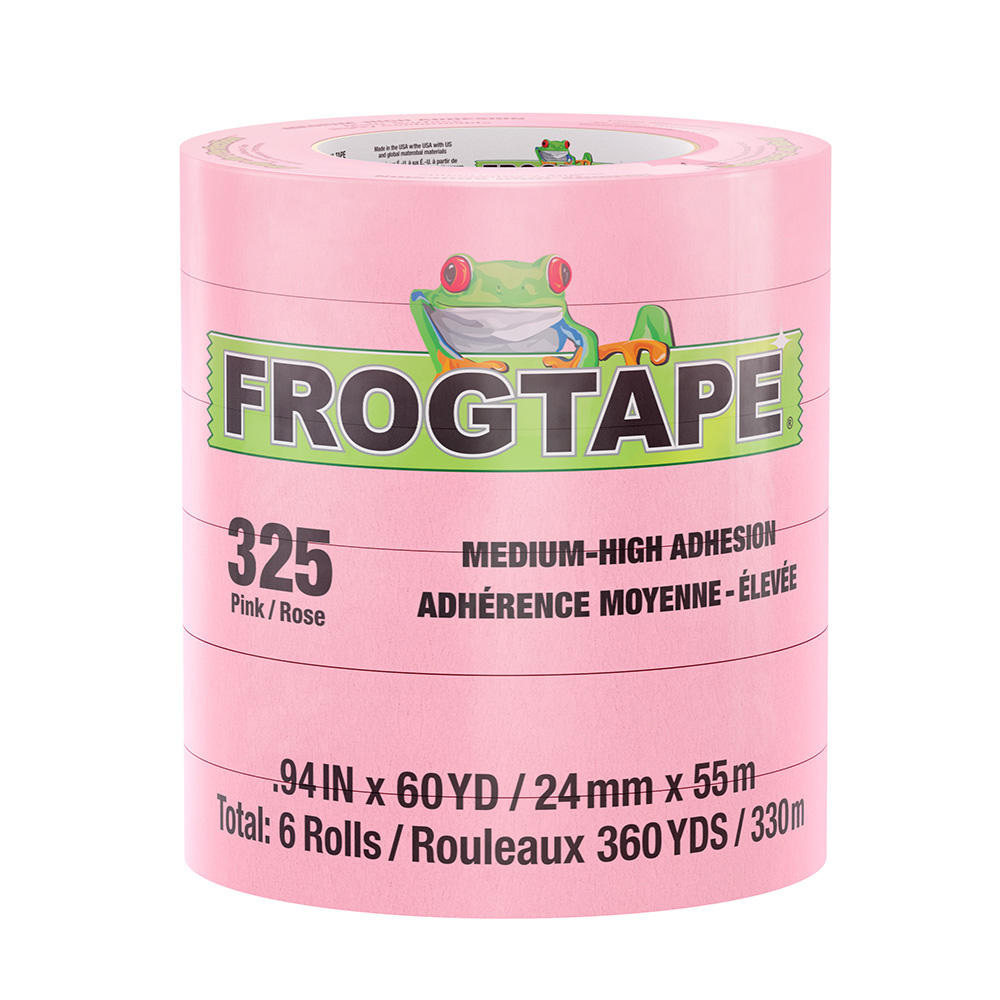 image for FrogTape CP 325 Medium-High Adhesion Masking Tape – 24MM x 55M x 6-Pack – Pink – Rated for 325°F