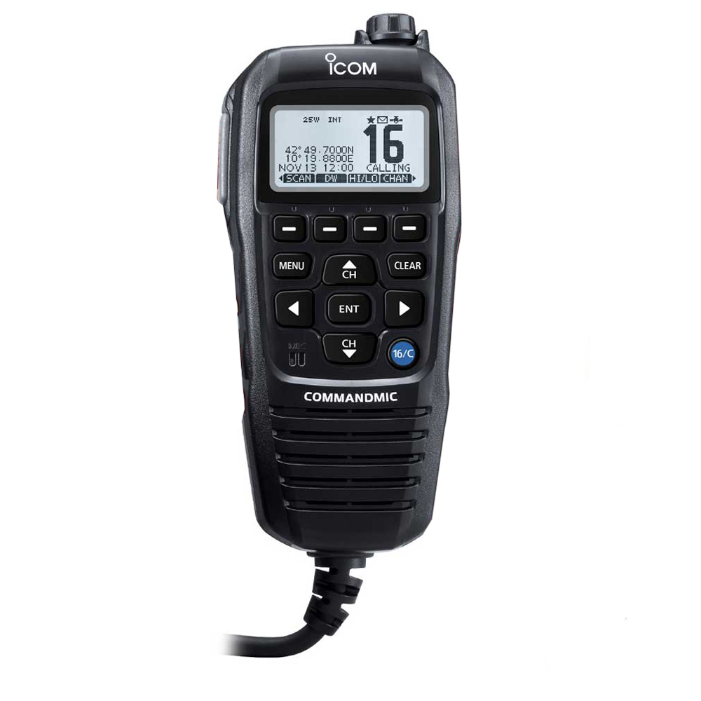 image for Icom HM195 CommandMic™ IV with White BlackLit LCD – Black