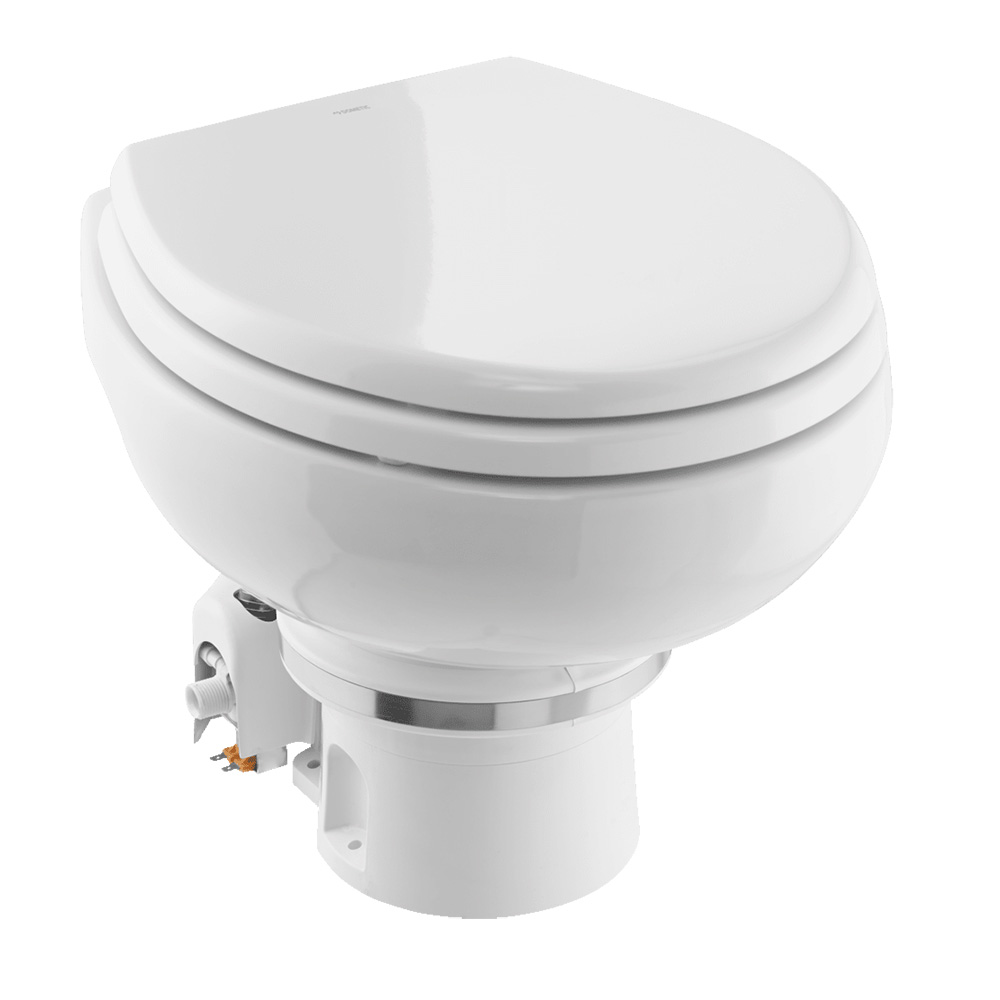 image for Dometic MasterFlush 7120 White Electric Macerating Toilet w/Orbit Base – Freshwater – 24V