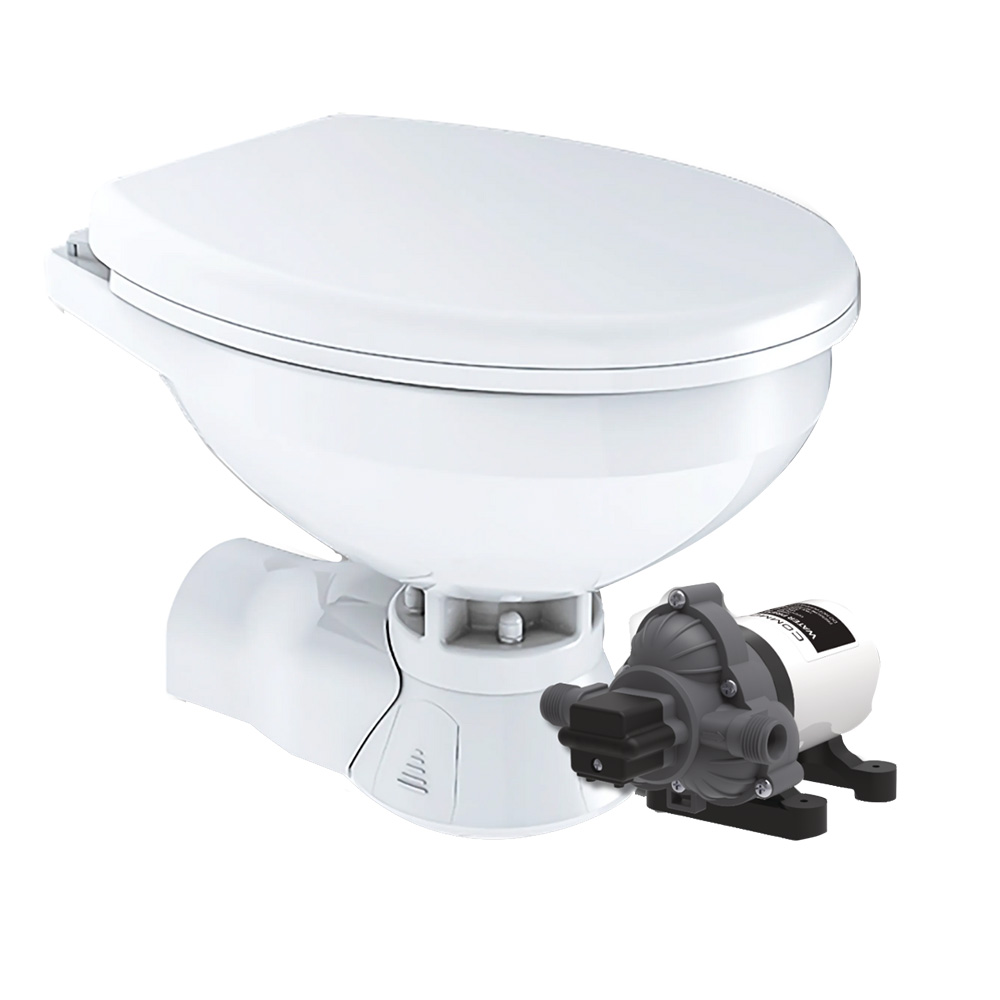 image for Commodore Quiet Flush Electric Toilet – Rear Macerator – Raw Water Pump – Regular Size