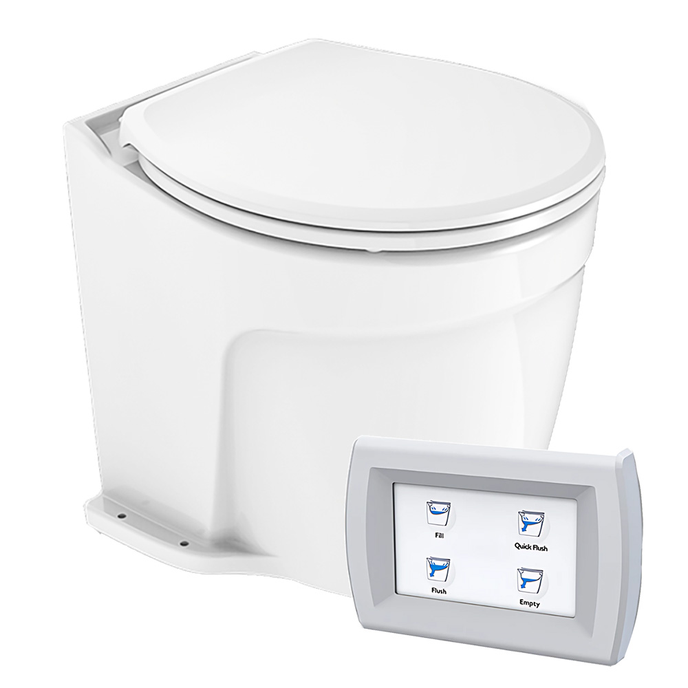 image for Commodore Deluxe Flush Electric Toilet w/Solenoid Valve – Fresh Water Pump