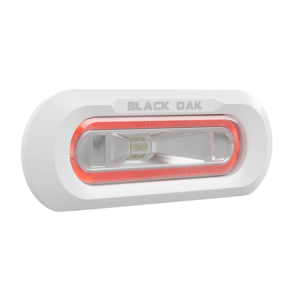 image for Black Oak Low Pro™ Marine Spreader Light – Flush Mount – White Housing – Red LED