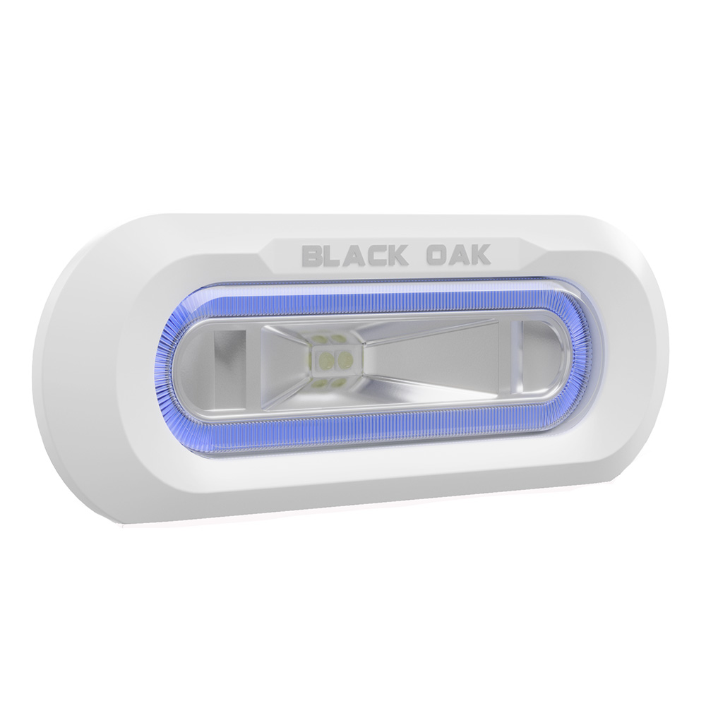 image for Black Oak Low Pro™ Marine Spreader Light – Flush Mount – White Housing – Blue LED