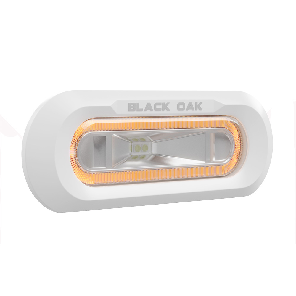 image for Black Oak Low Pro™ Marine Spreader Light – Flush Mount – White Housing – Amber LED