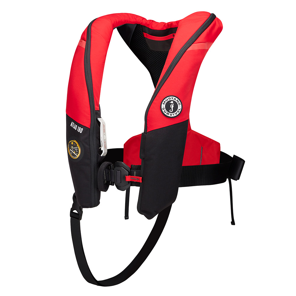 image for Mustang Atlas 190 DLX Open Ocean Inflatable PFD – Red/Black