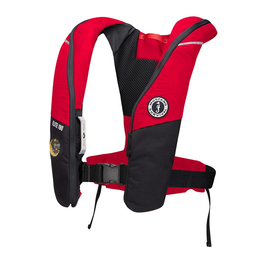 image for Mustang Elite 190 Offshore Inflatable PFD – Red/Black