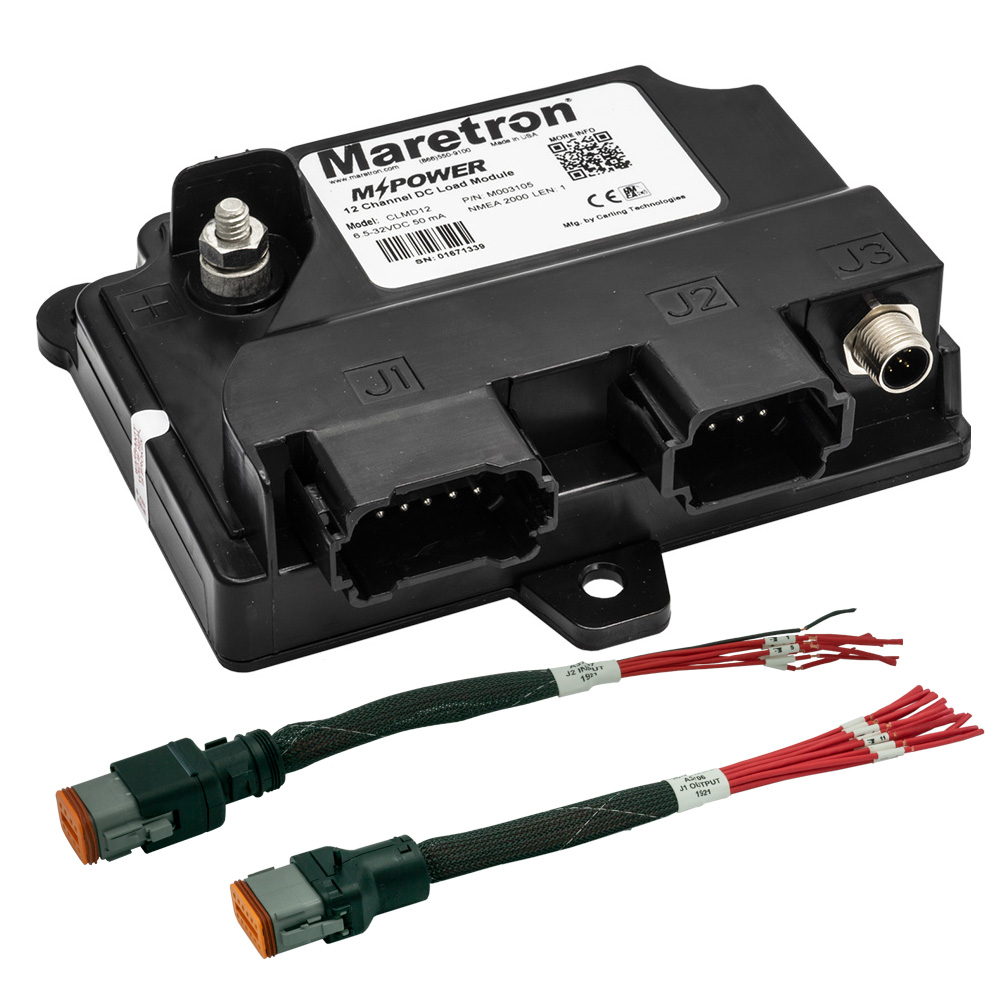 Maretron MPower 12 Channel DC Load Module NMEA 2K w/12" Pigtail Adapter Cable for J1 &amp; J2 Connectors
